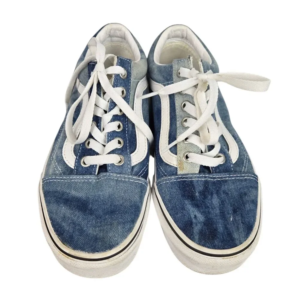 Vans Old Skool Acid Denim Skate Shoes Sneakers W 7.5 M 6 Blue White